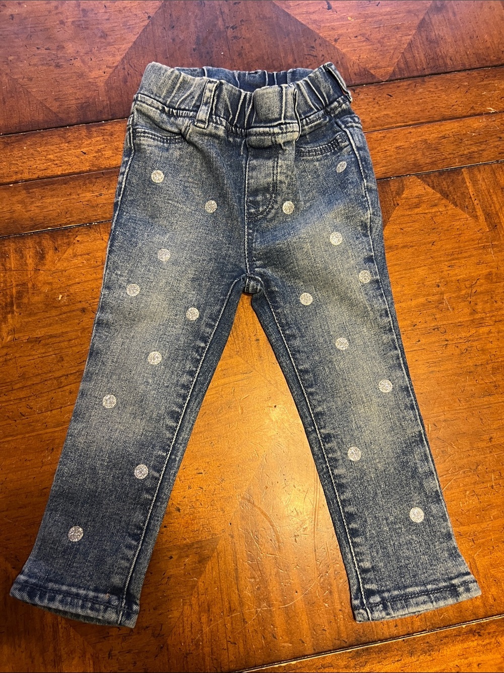 GAP Girls Denim Leggings with Silver Polka Dots